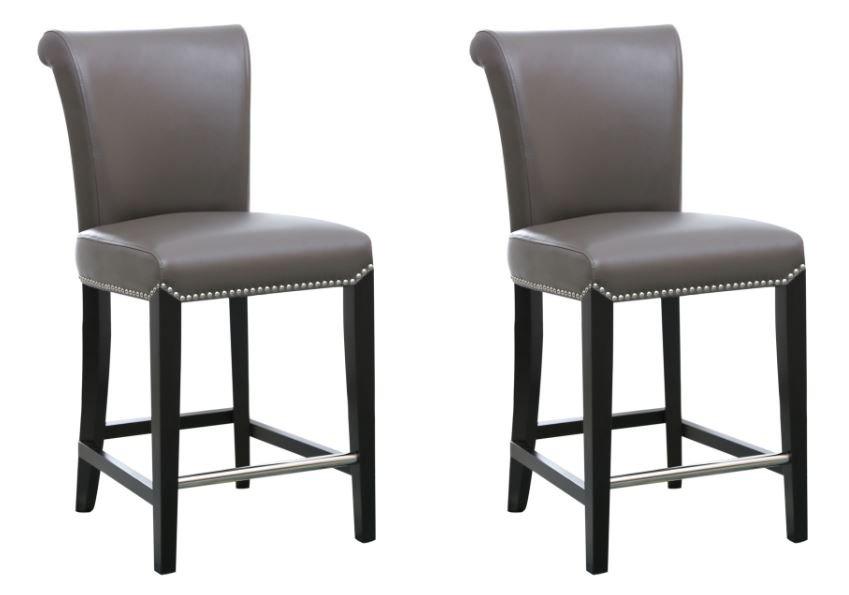 Rent to Own Abbyson Two Century Grey Leather Counter Stools at Aaron's